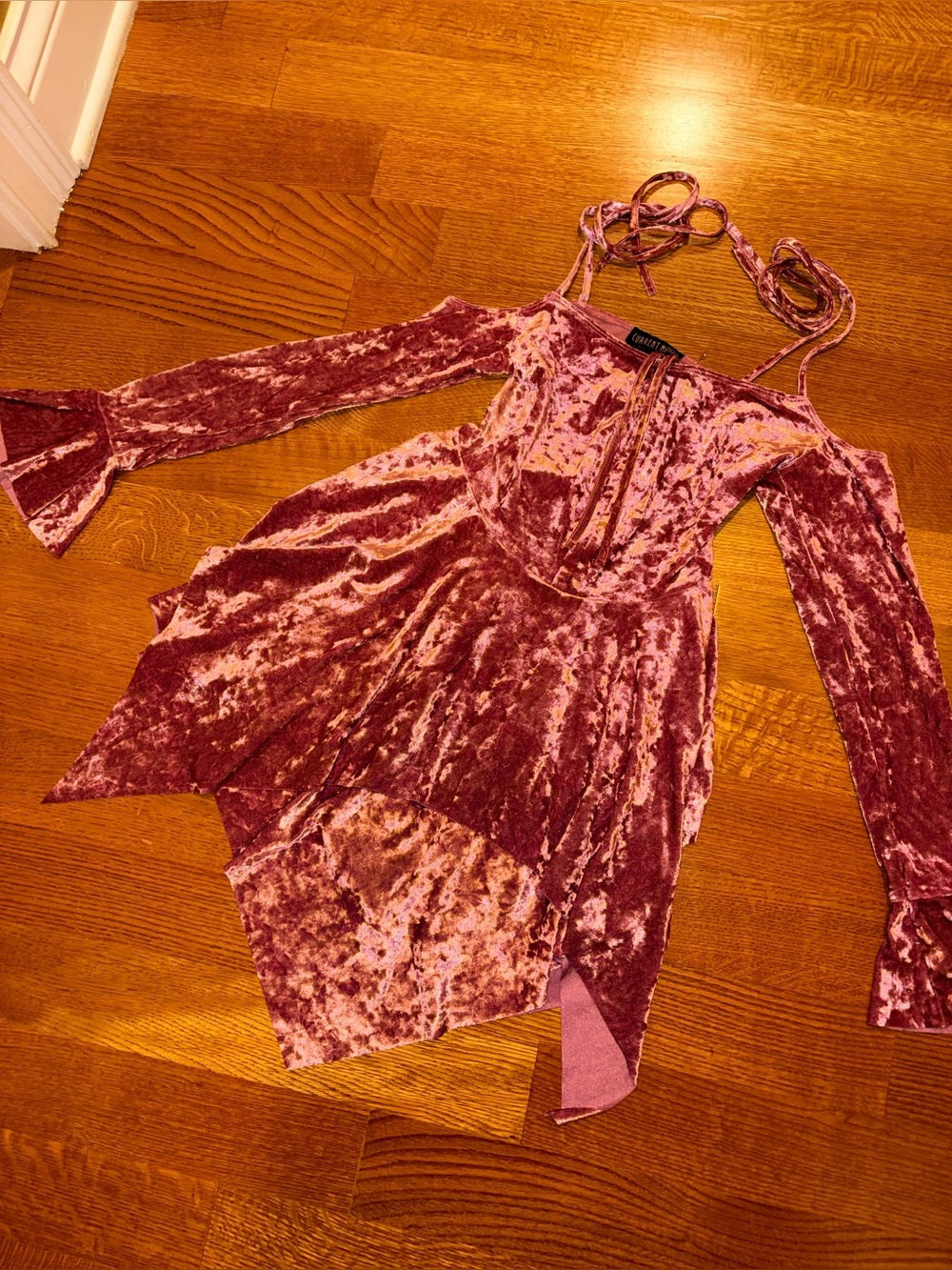 NWT Dolls Kill Current Mood F is for Fairies Handkerchief Dress Mauve Velvet XS - Picture 4 of 6